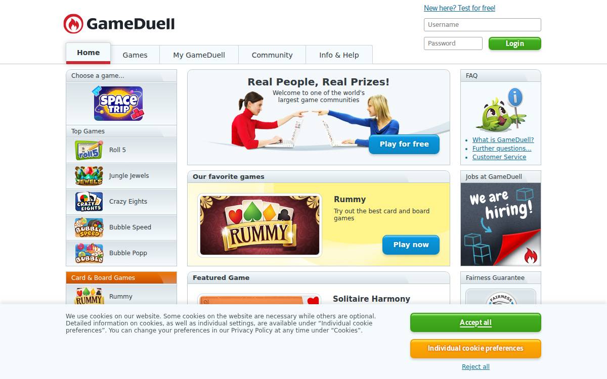 Gameduell website preview