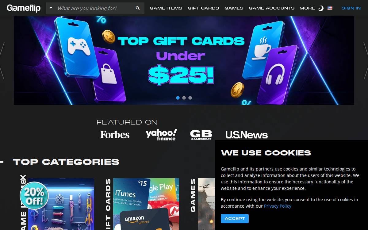 Gameflip website preview