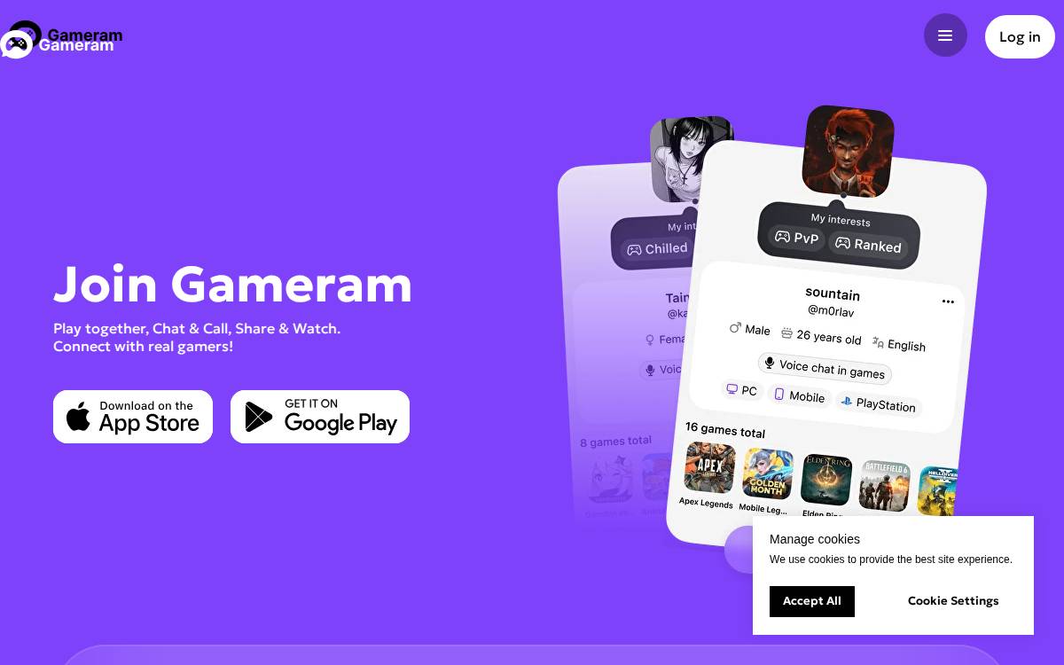 Gameram website preview