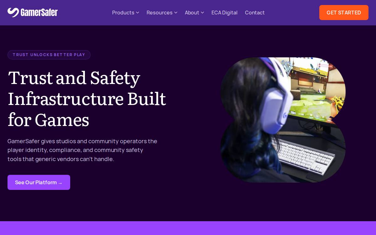Gamersafer website preview
