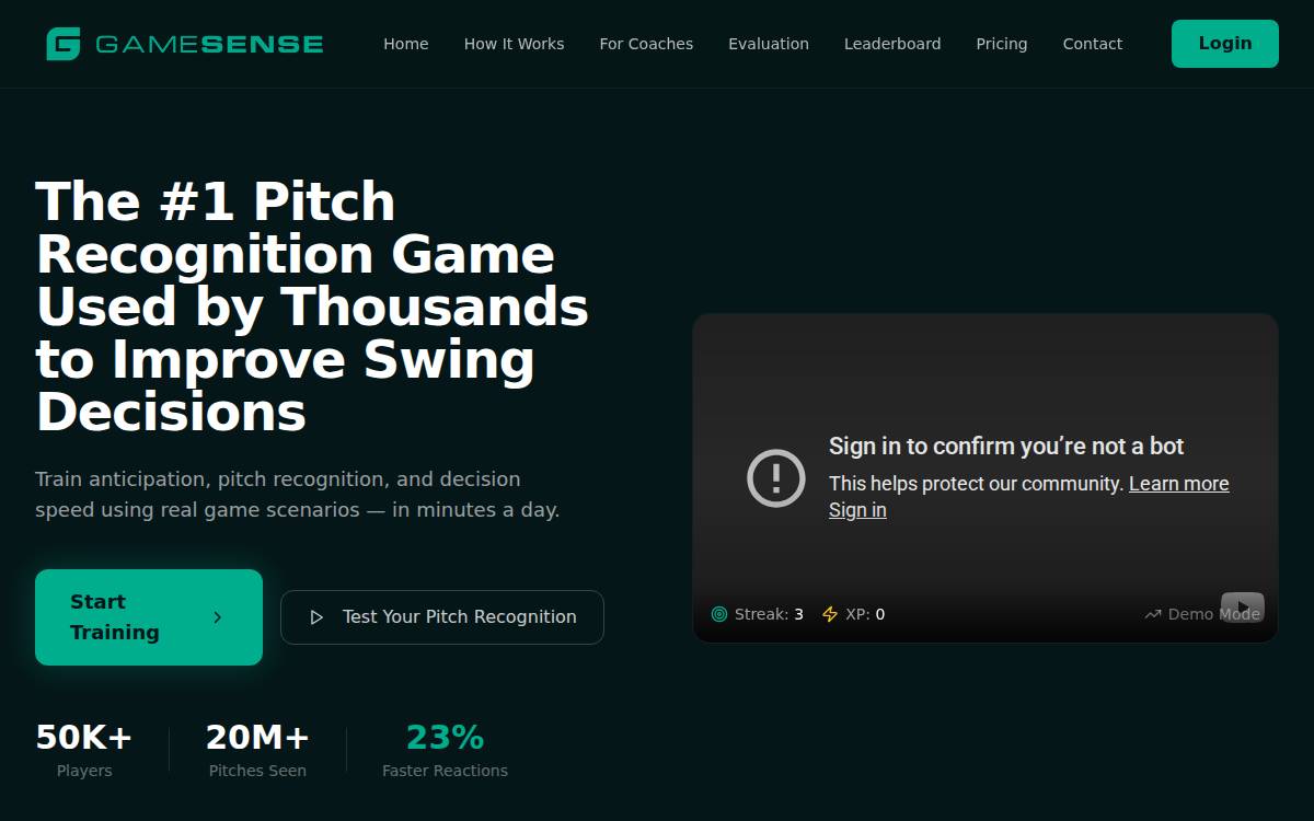 gameSense Sports website preview