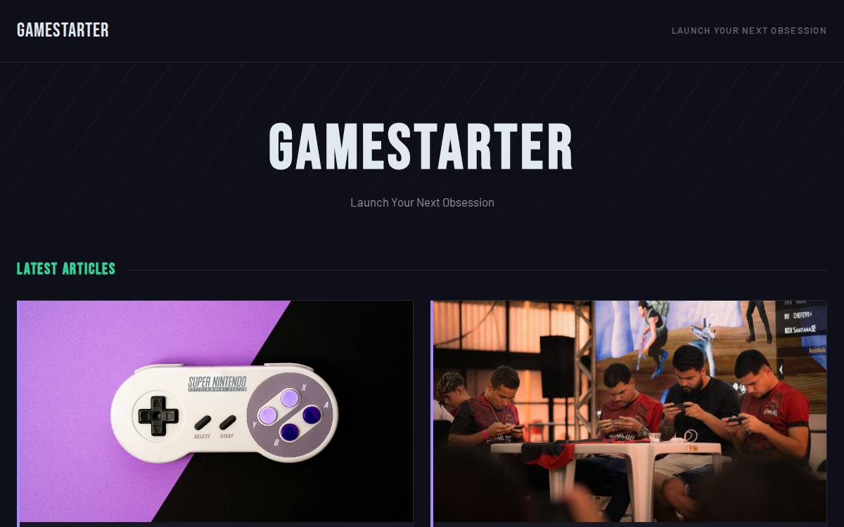 Gamestarter website preview