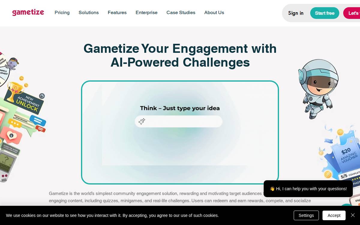 Gametize website preview