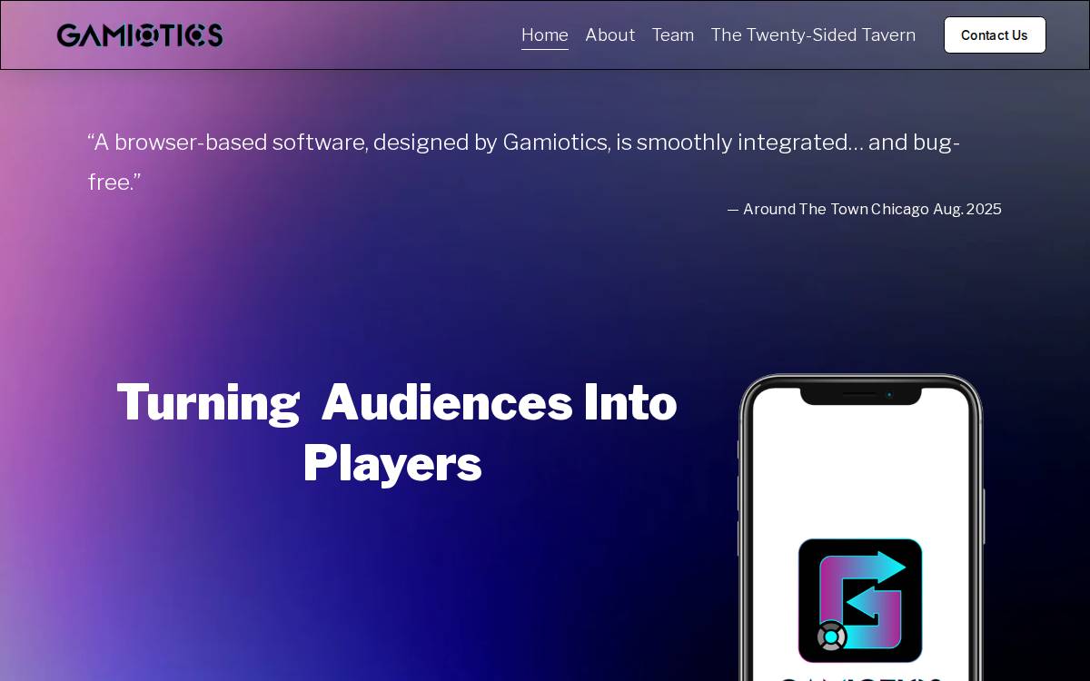 Gamiotics website preview