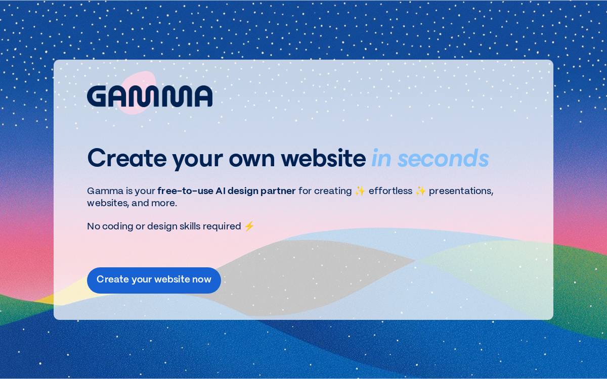 Gamma website preview