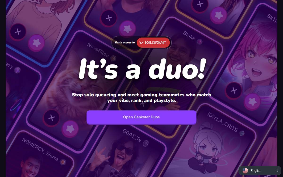Gankster website preview