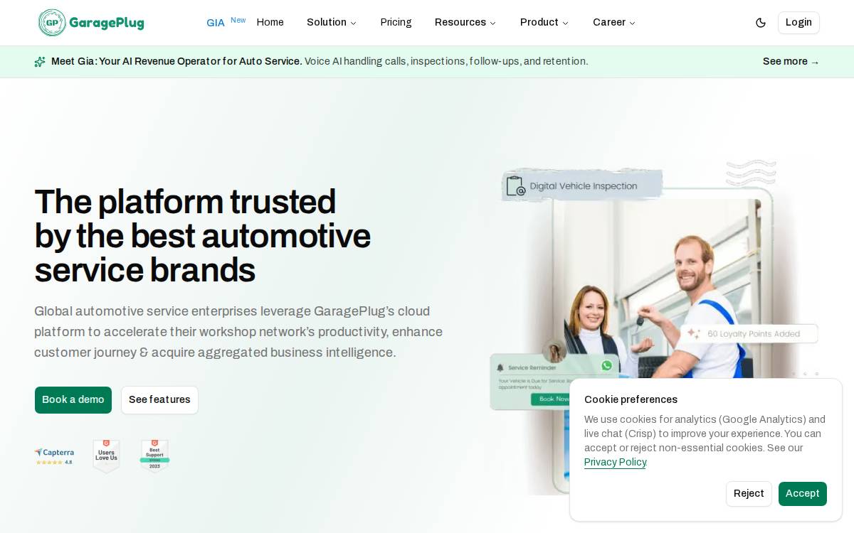 Garageplug website preview