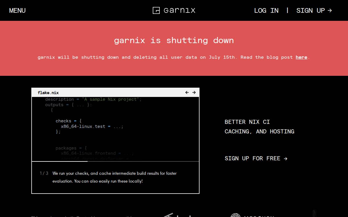 Garnix website preview