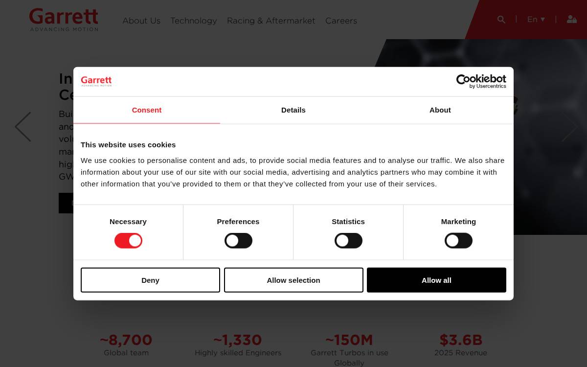 Garrett Motion website preview