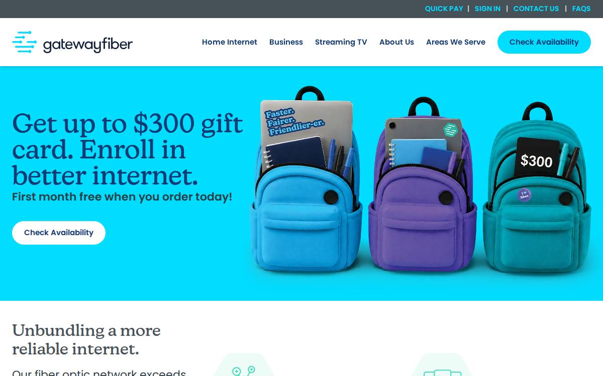 Gateway Fiber website preview