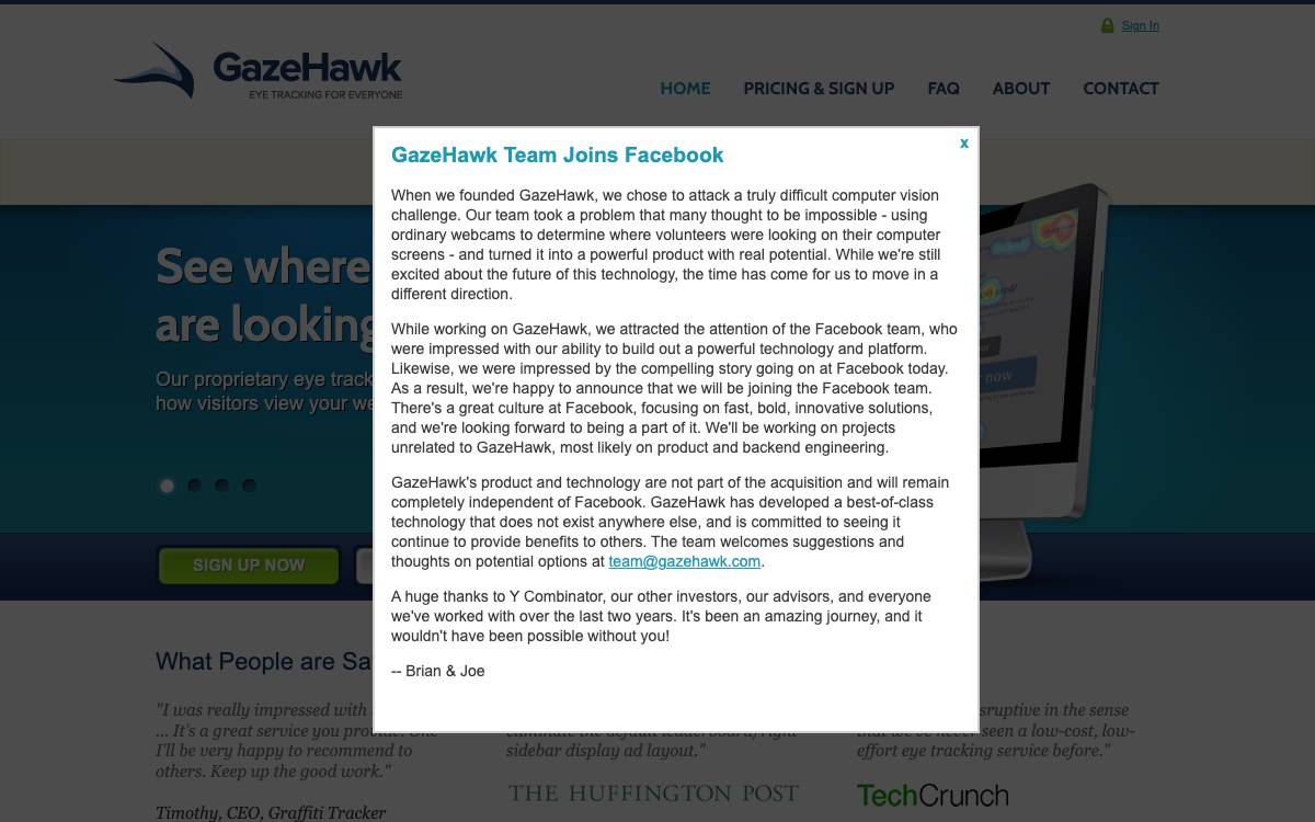 Gazehawk website preview