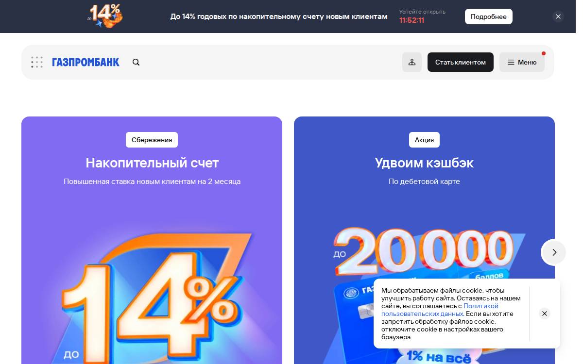 Gazprombank website preview