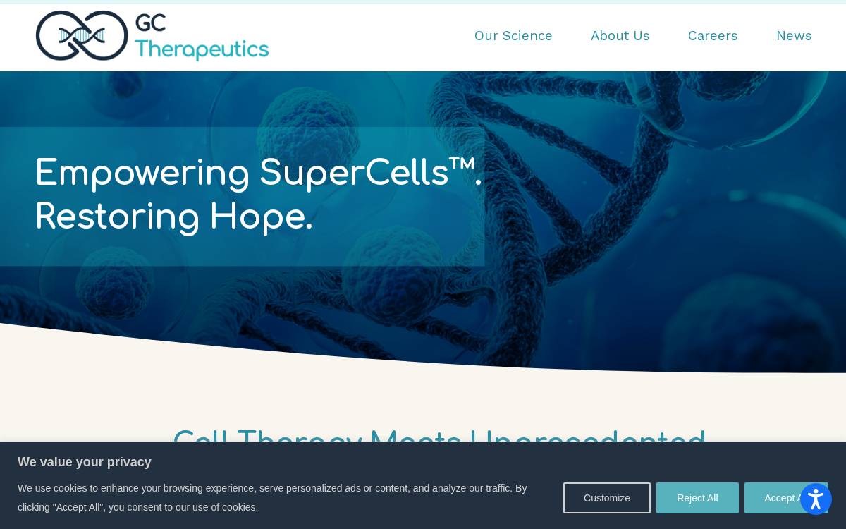 GC Therapeutics website preview