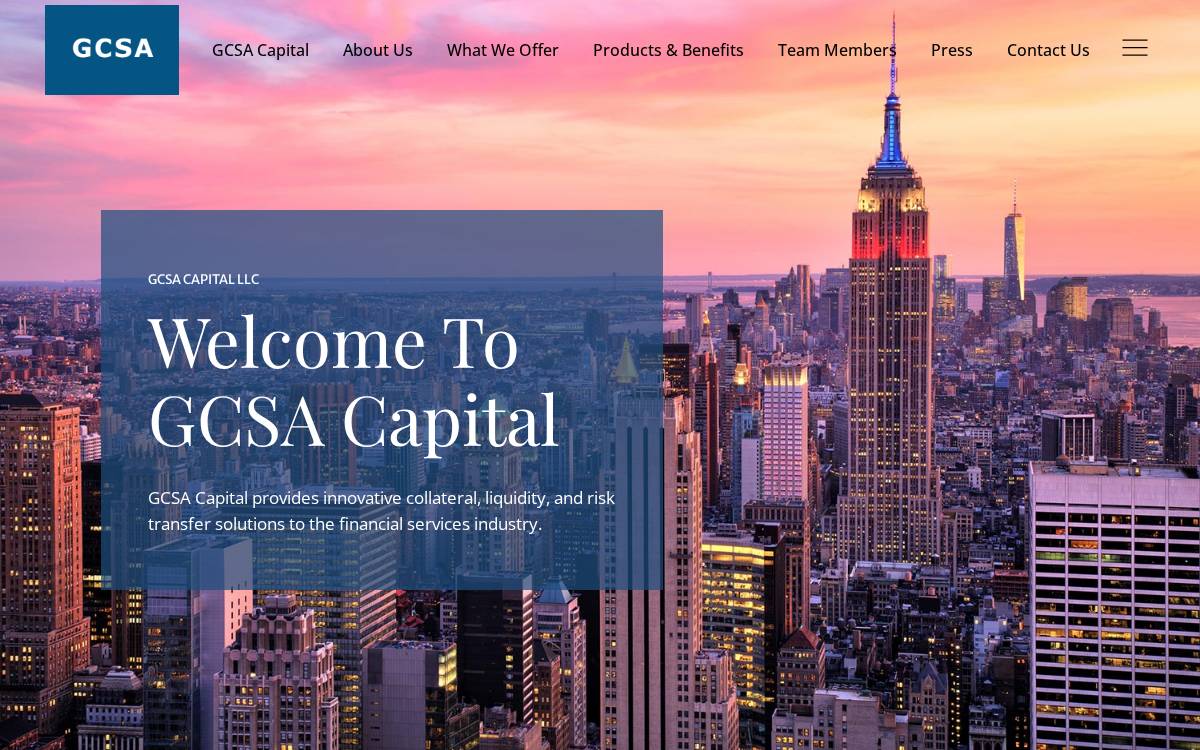 GCSA Capital website preview