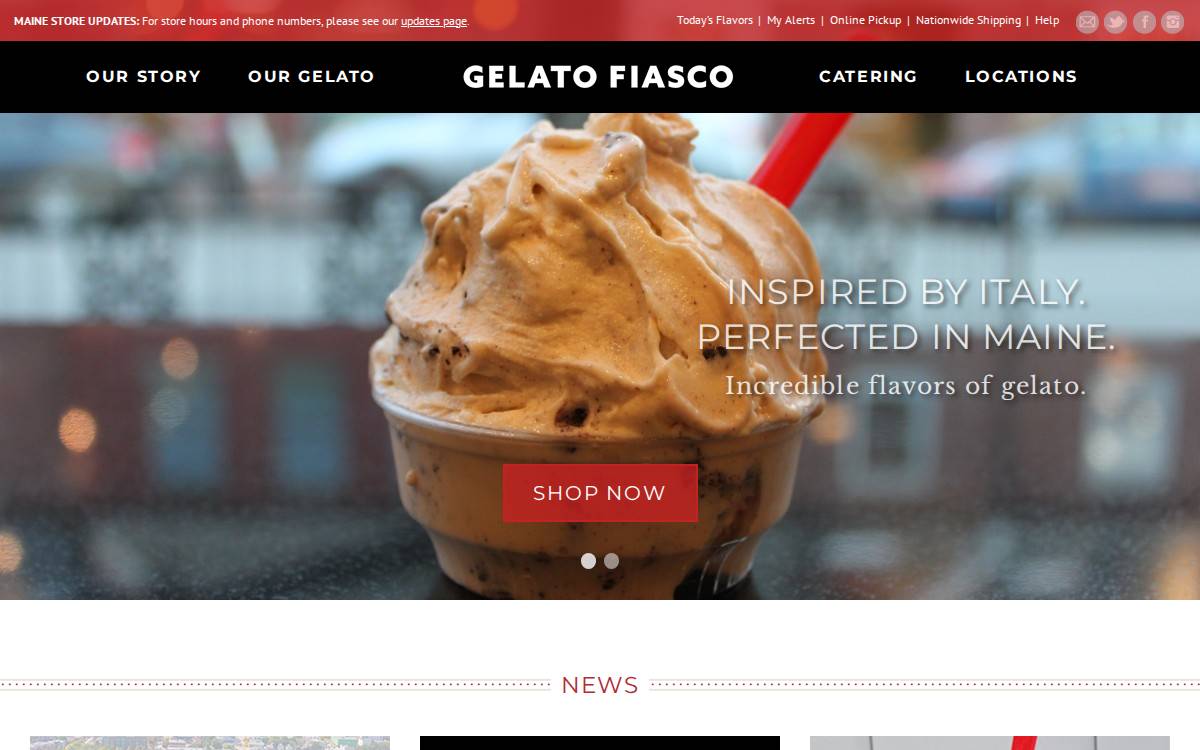 Gelato Fiasco website preview