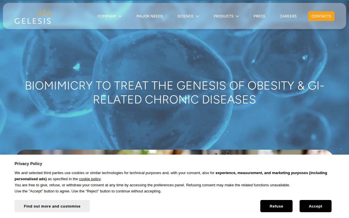 Gelesis website preview