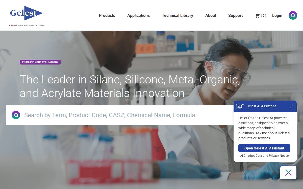 Gelest website preview