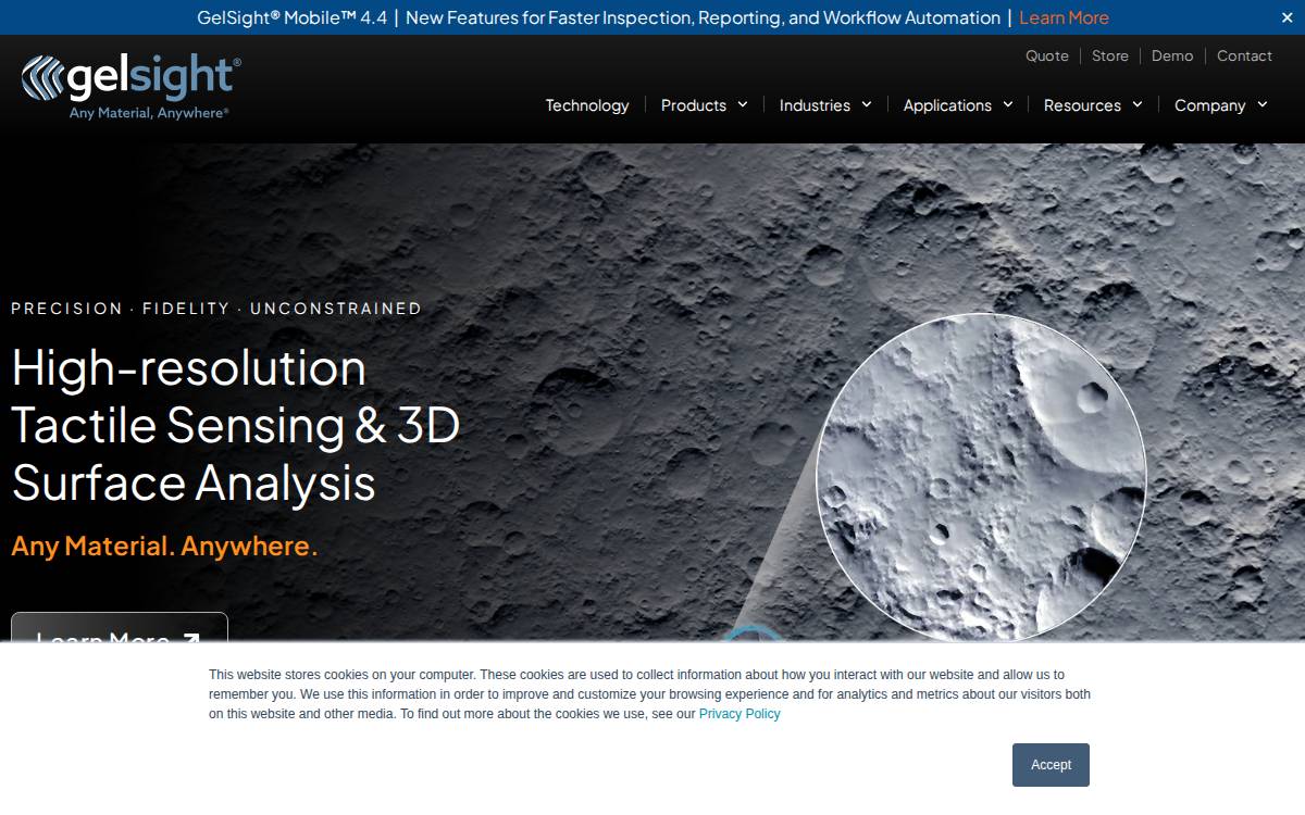 Gelsight website preview