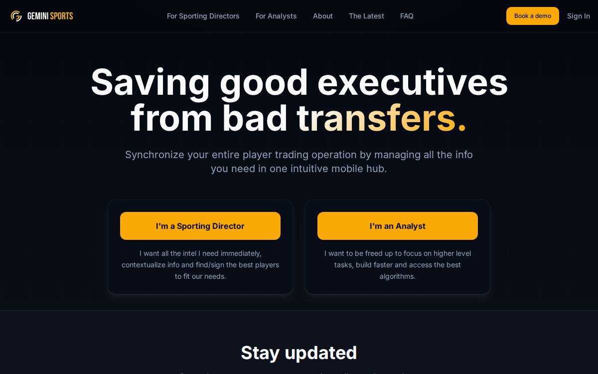 Gemini Sports Analytics website preview