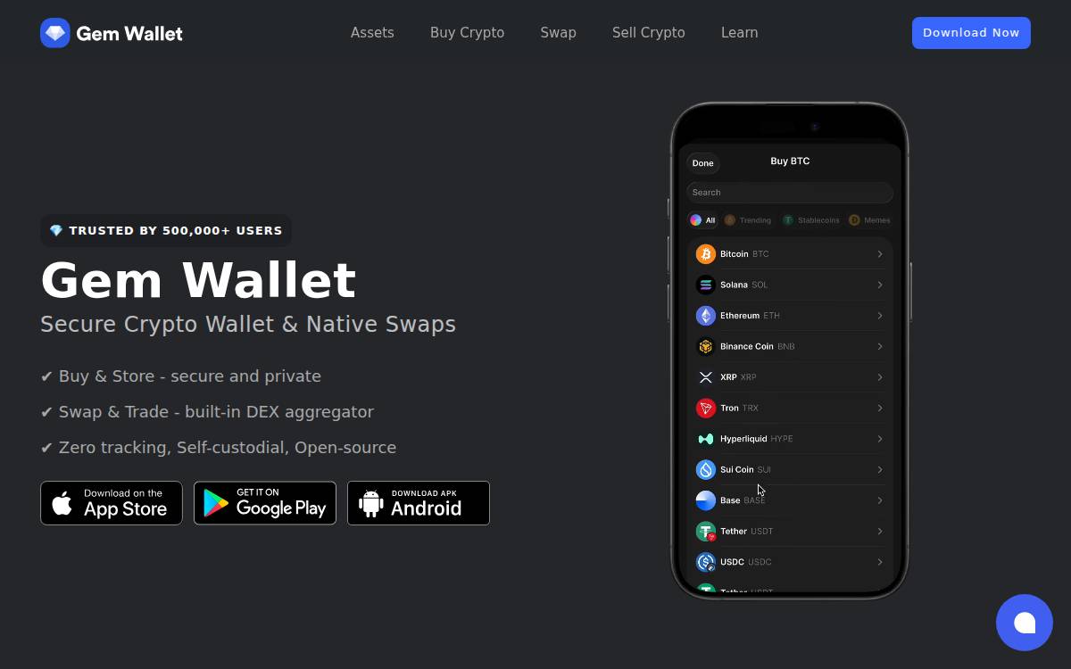 Gemwallet website preview