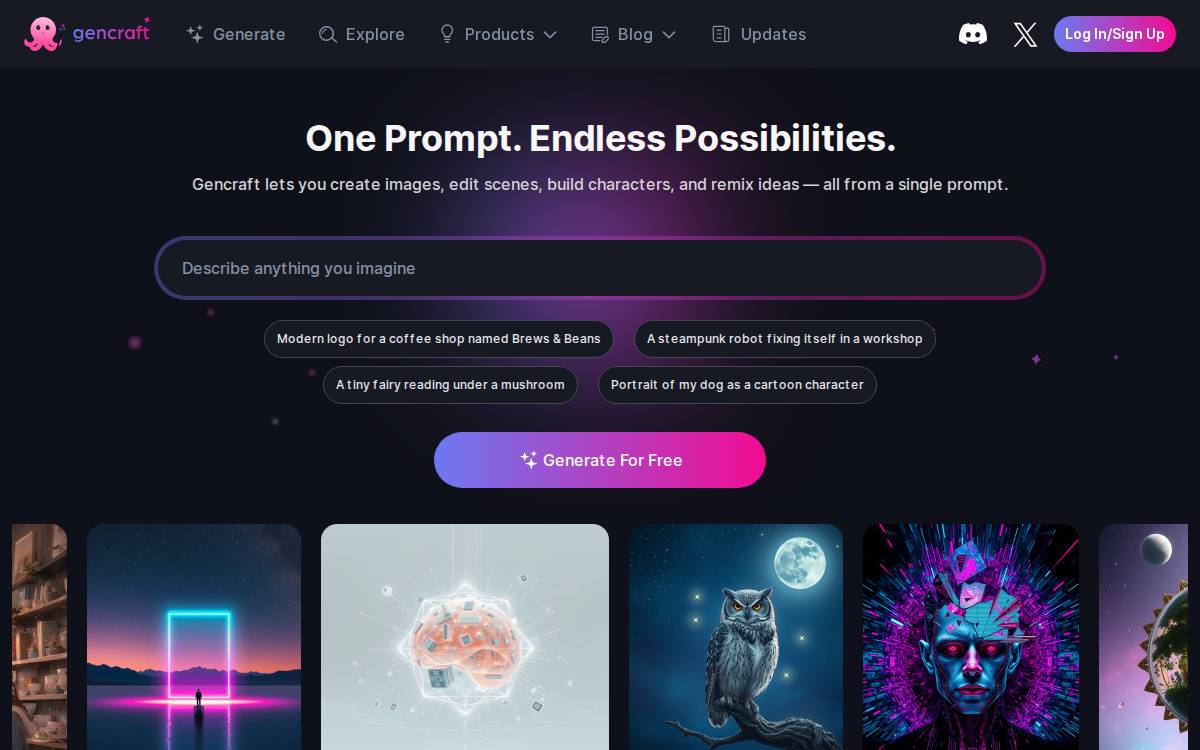 Gencraft website preview