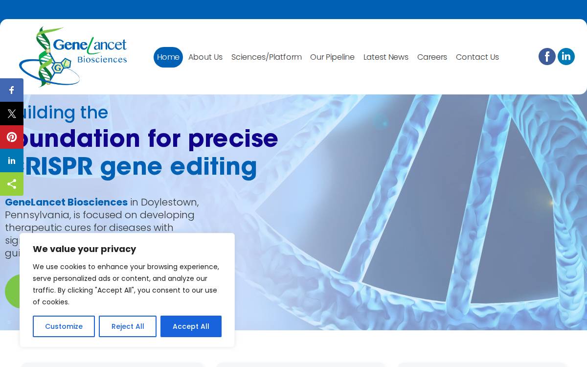 GeneLancet Biosciences website preview
