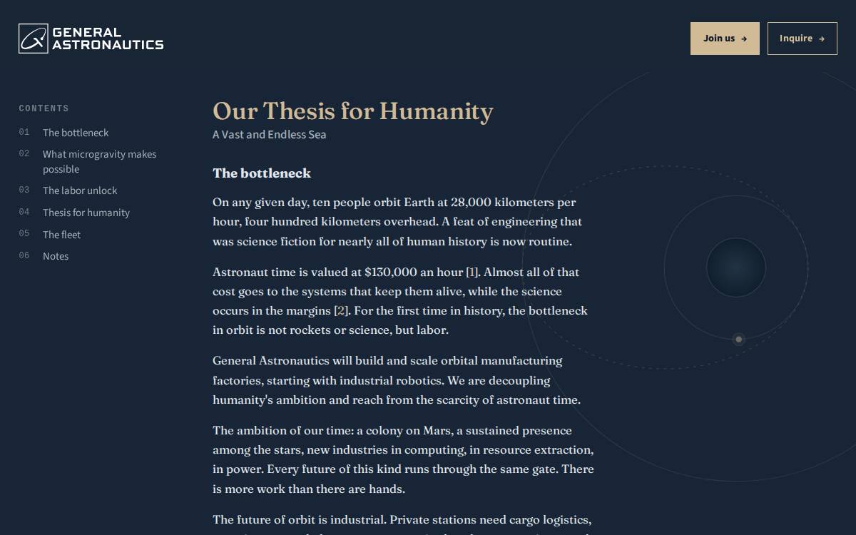 General Astronautics website preview
