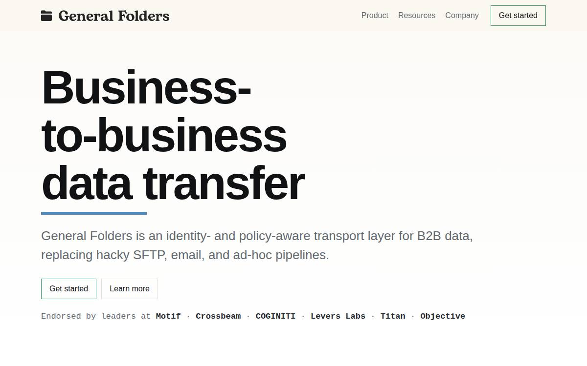 General Folders website preview