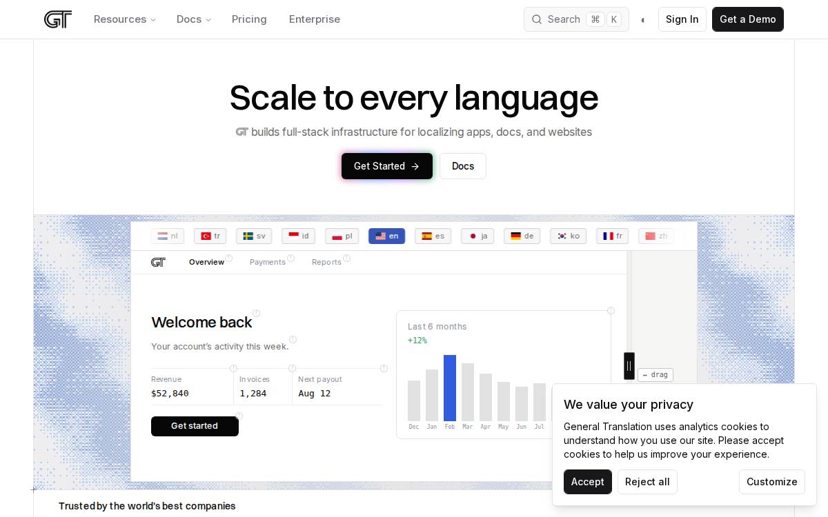 General Translation website preview