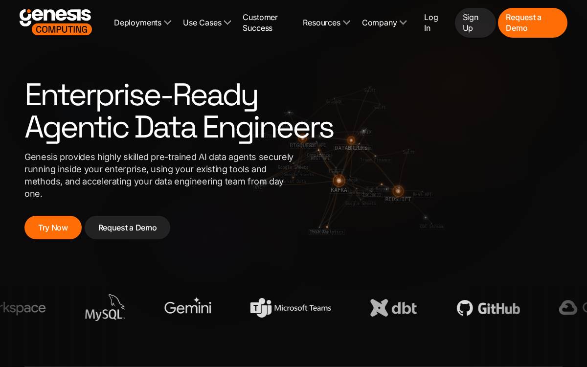 Genesis Computing website preview