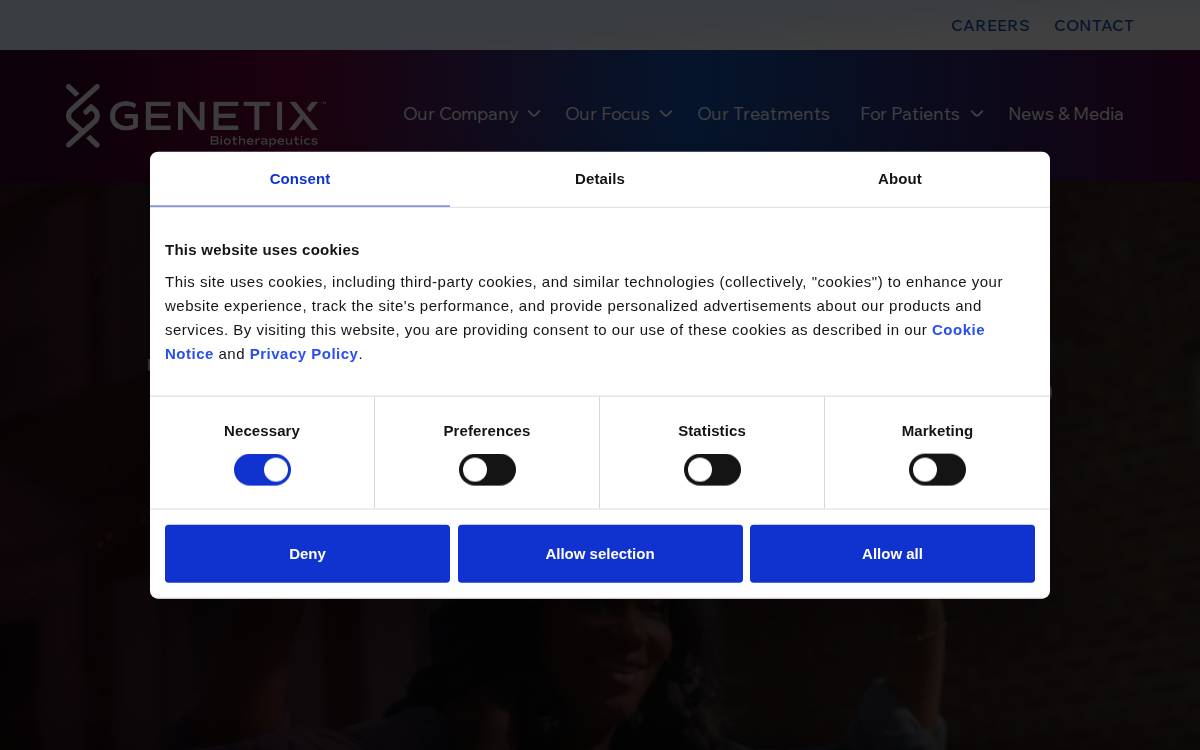 Genetix Biotherapeutics Inc. website preview