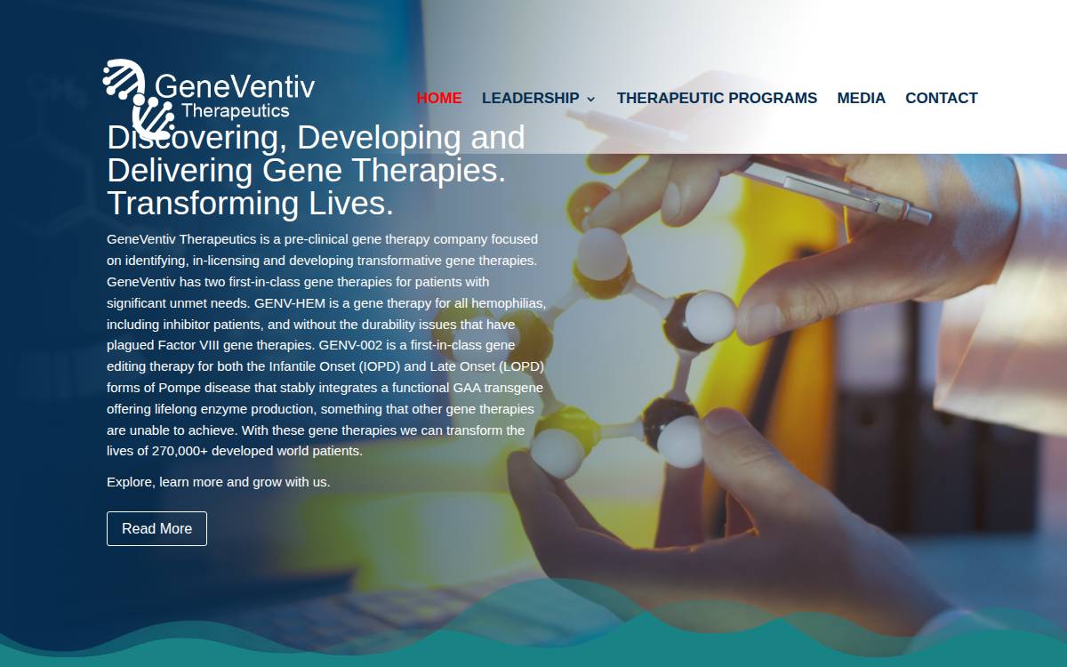 GeneVentiv Therapeutics website preview