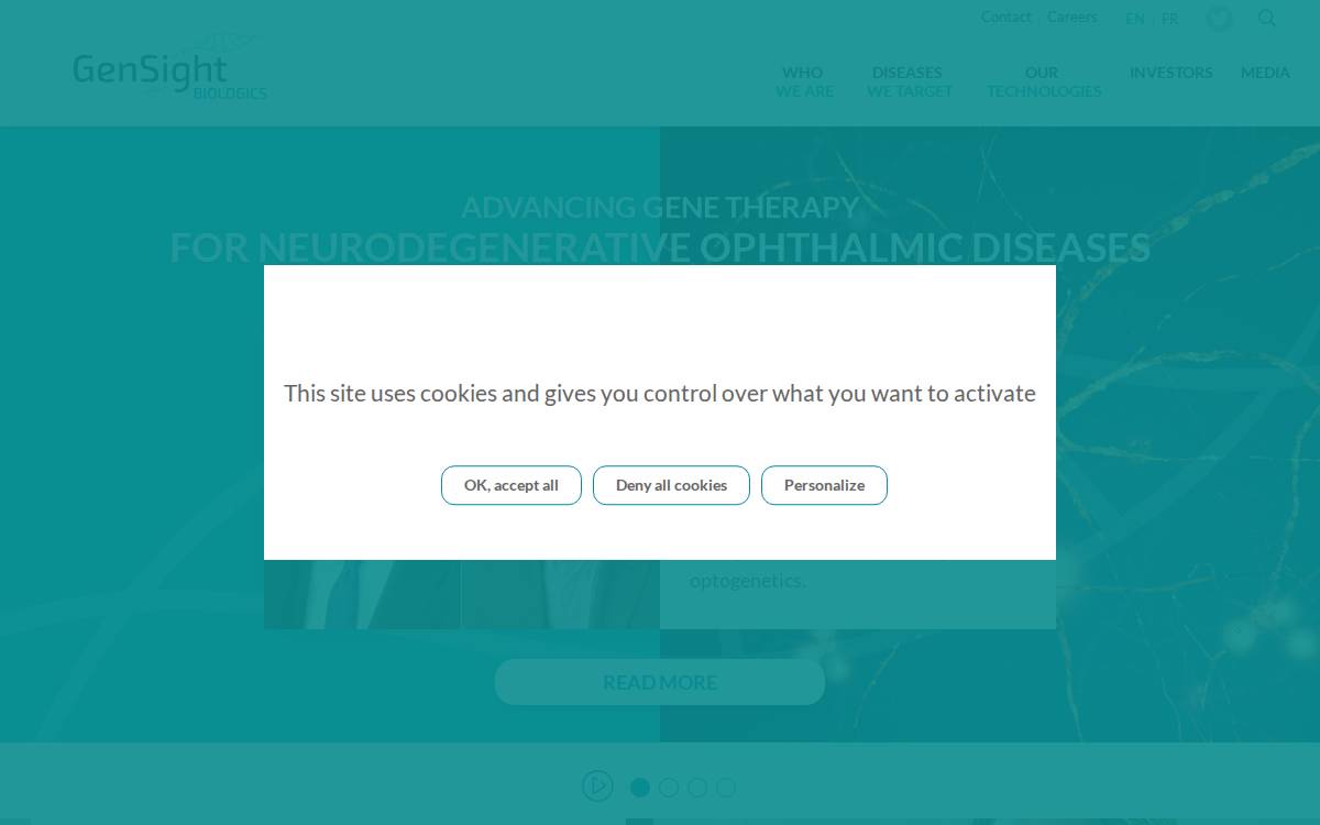Gensight Biologics S.A website preview