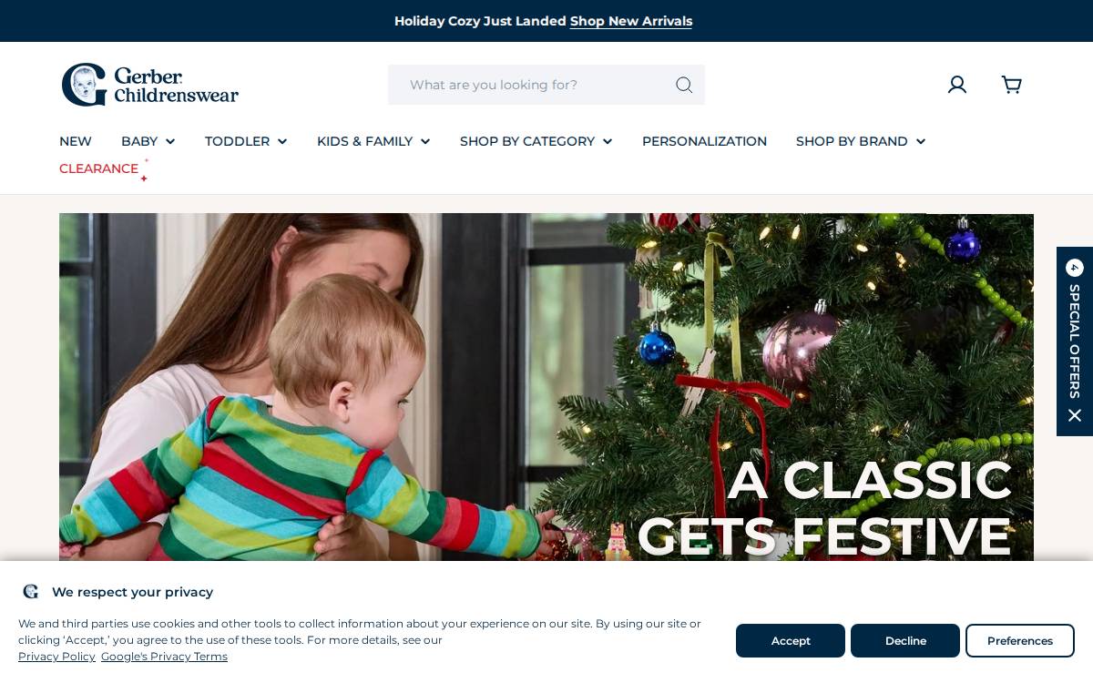 Gerber Childrenswear website preview