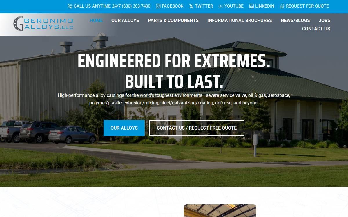 Geronimoalloys website preview