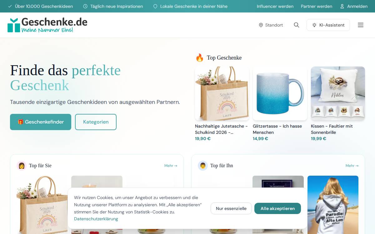Geschenke website preview