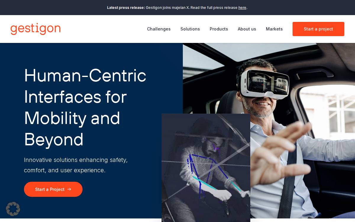 Gestigon website preview