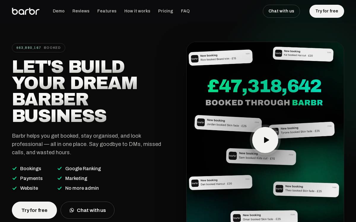 Getbarbr website preview