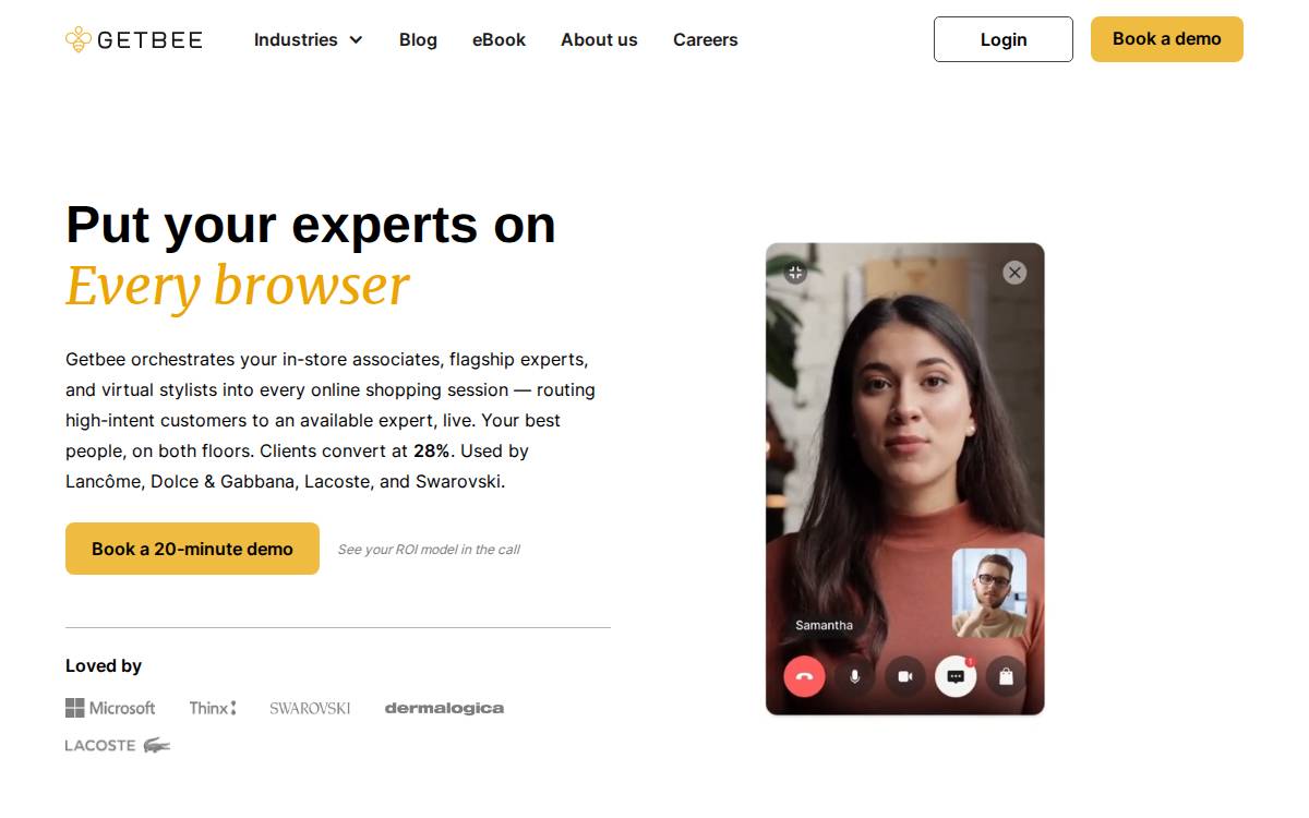 Getbee website preview