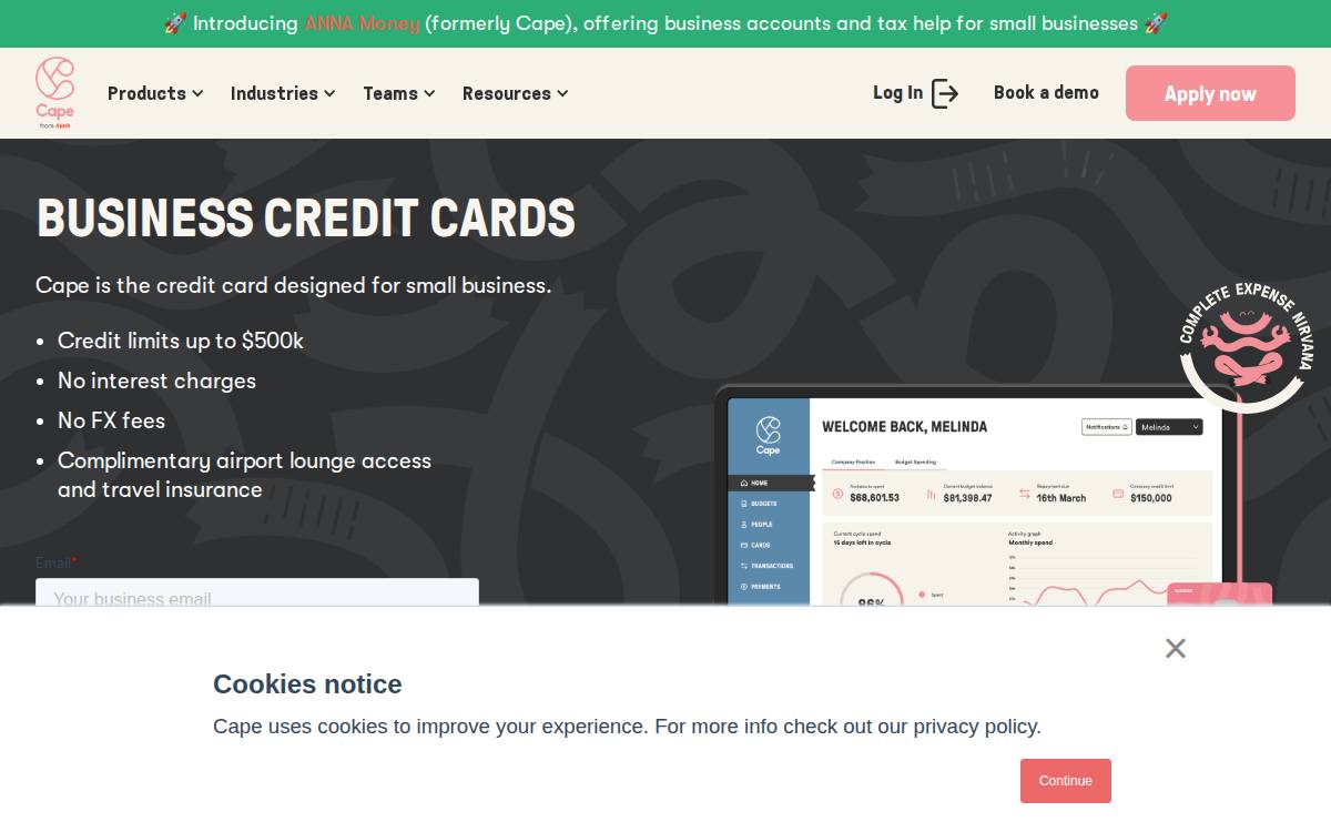 Getcape website preview