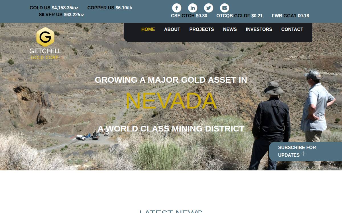 Getchell Gold website preview