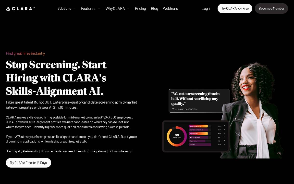 Getclara website preview