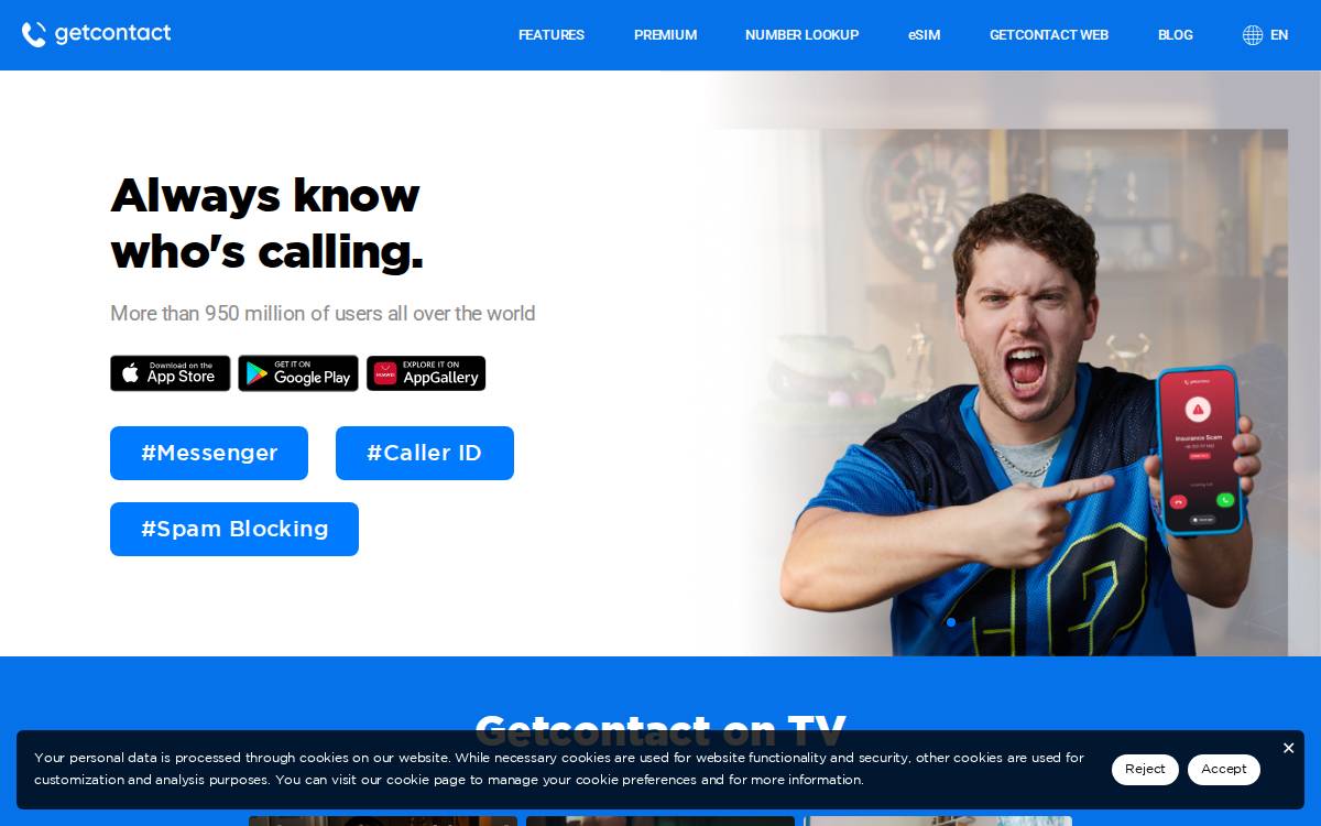 Getcontact website preview