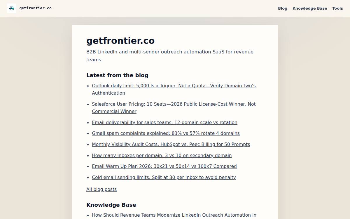 Getfrontier website preview