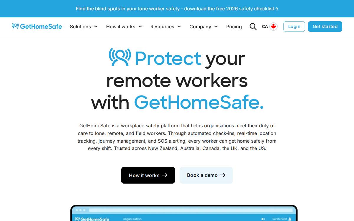 Gethomesafe website preview