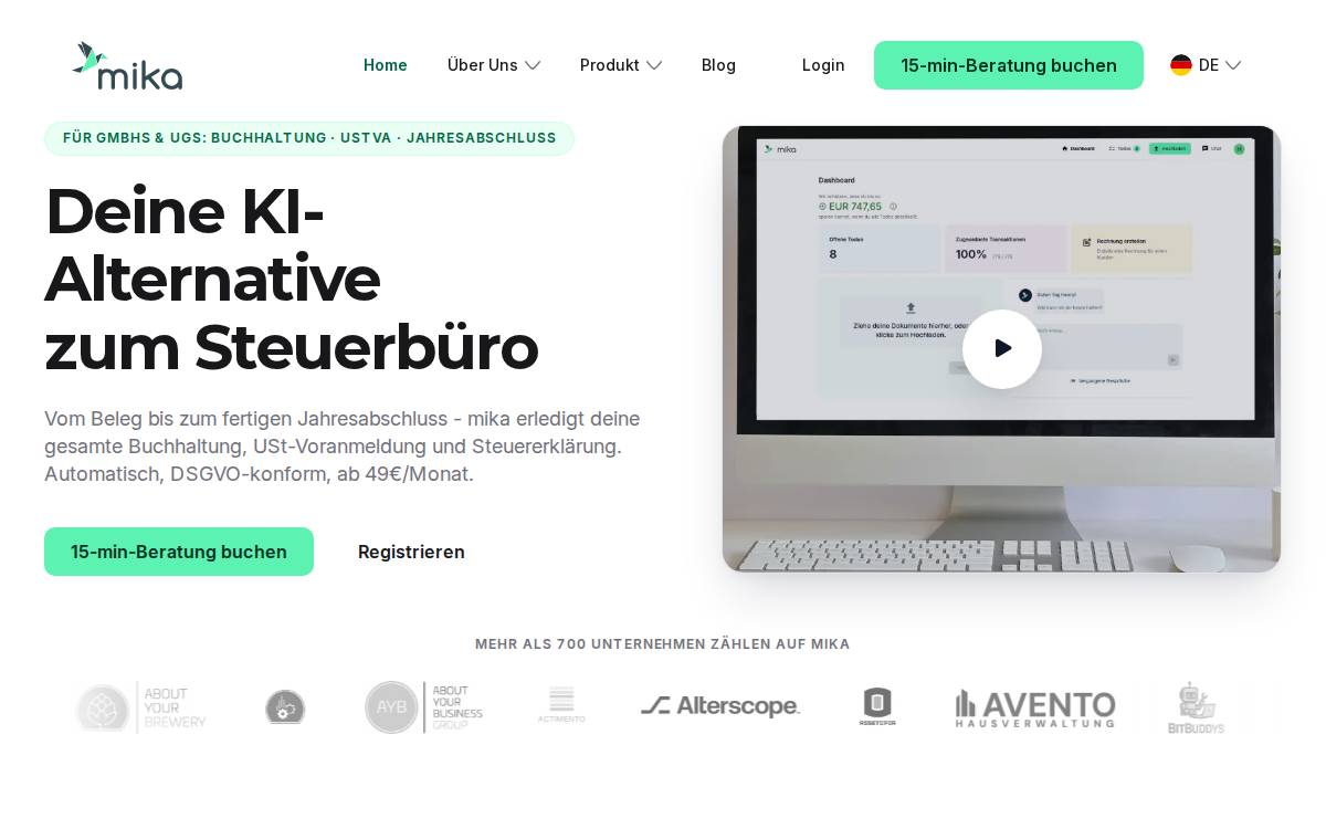 Getmika website preview