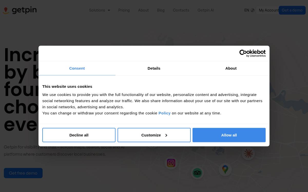 Getpin website preview