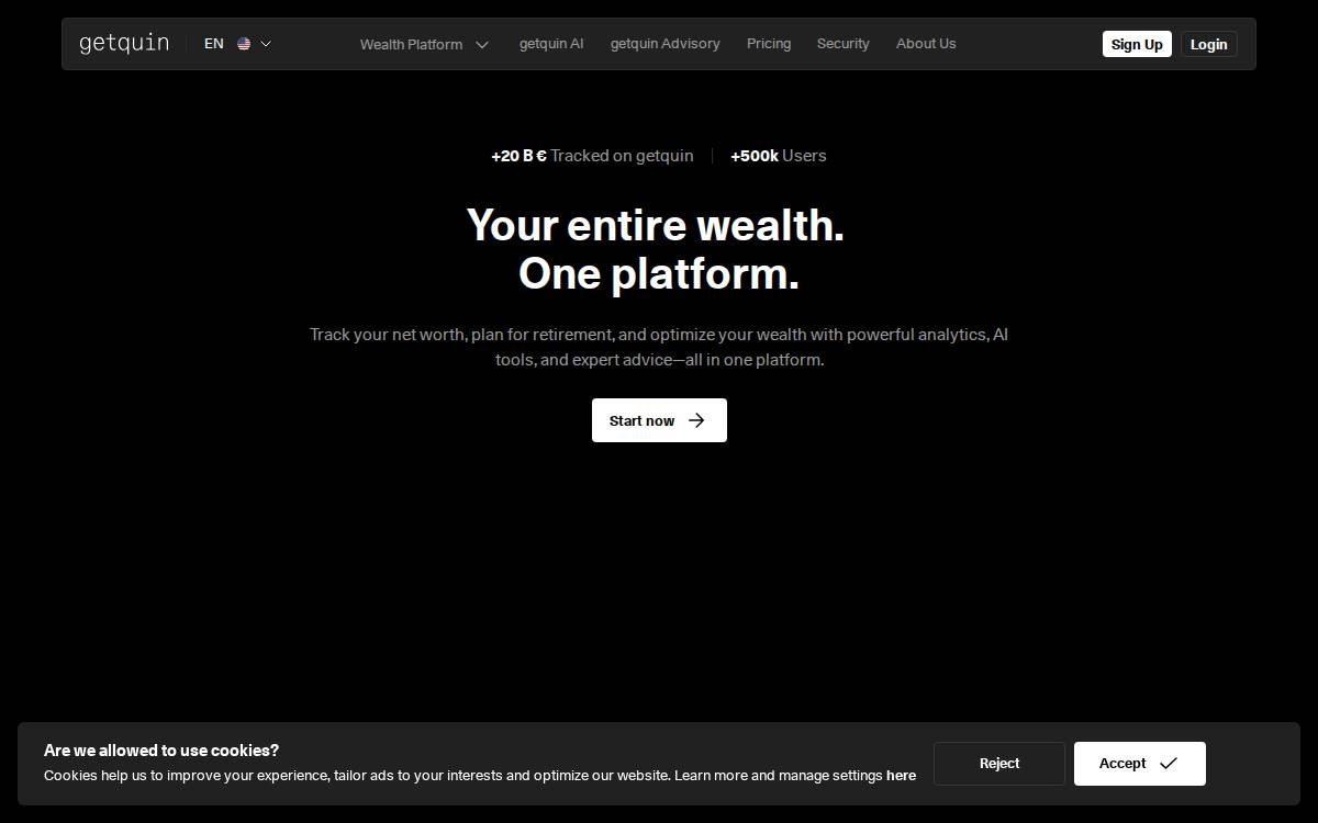 Getquin website preview