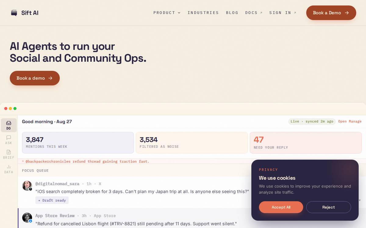 Getsift website preview