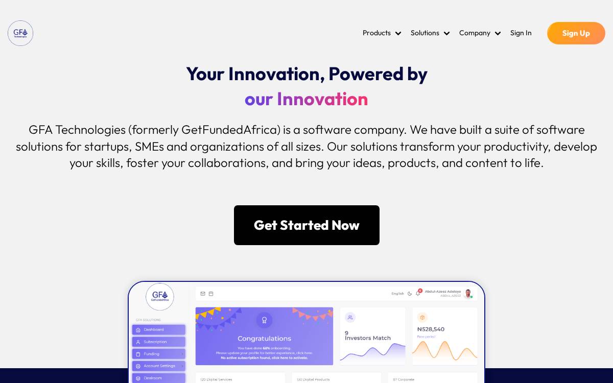 Gfa Tech website preview